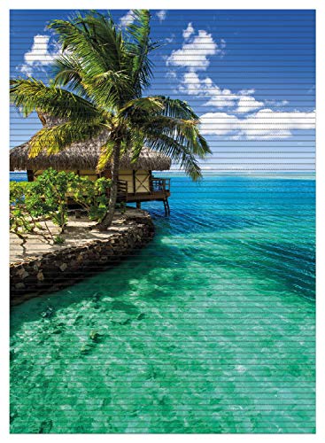 Wallario Duschmatte Antirutschmatte Badmatte Fußmatte Karibisches Meer Einsame Hütte unter Palmen, Größe ca. 90 x 65 cm von Wallario