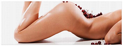 Wallario Duschmatte Antirutschmatte Badmatte Fußmatte Kirschen auf dem Rücken Einer nackten Frau, Größe ca. 180 x 65 cm von Wallario