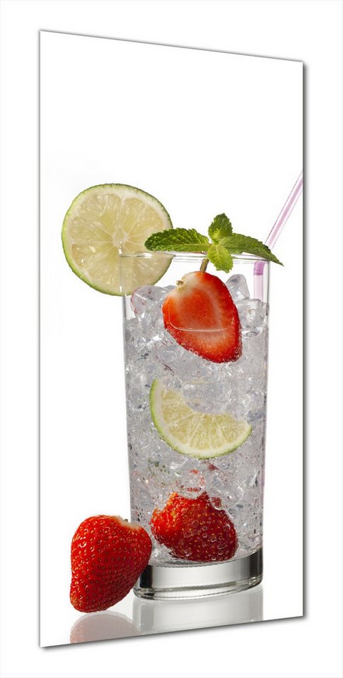 Wallario Duschrückwand Glas Wasser mit Erdbeeren, (1-tlg) von Wallario