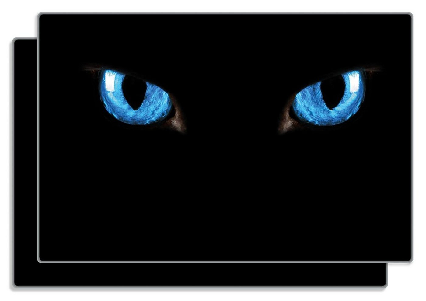 Wallario Frühstücksbrett Blaue Katzenaugen bei Nacht, ESG-Sicherheitsglas, (inkl. rutschfester Gummifüße 4mm, 2-St), 20x30cm von Wallario
