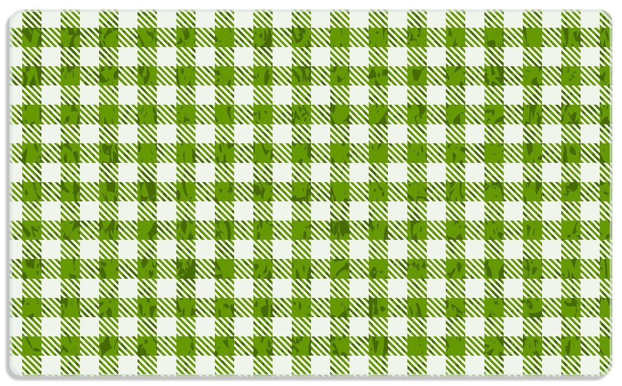 Wallario Frühstücksbrett Muster einer Tischdecke in grün und weiß kariert, ESG-Sicherheitsglas, (inkl. rutschfester Gummifüße 4mm, 1-St), 14x23cm von Wallario