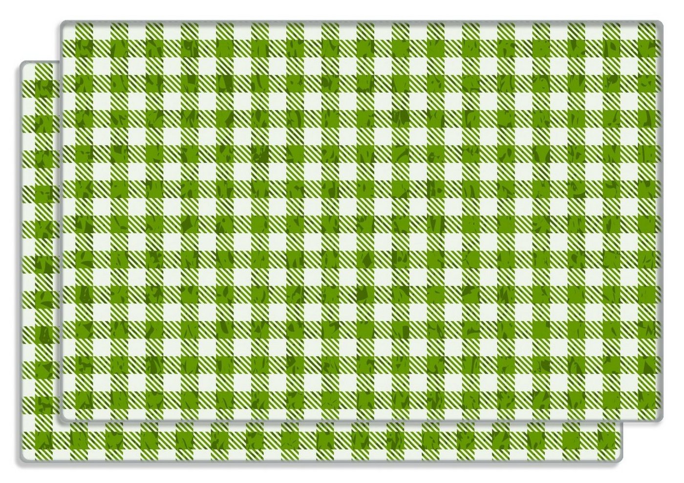 Wallario Frühstücksbrett Muster einer Tischdecke in grün und weiß kariert, ESG-Sicherheitsglas, (inkl. rutschfester Gummifüße 4mm, 2-St), 20x30cm von Wallario
