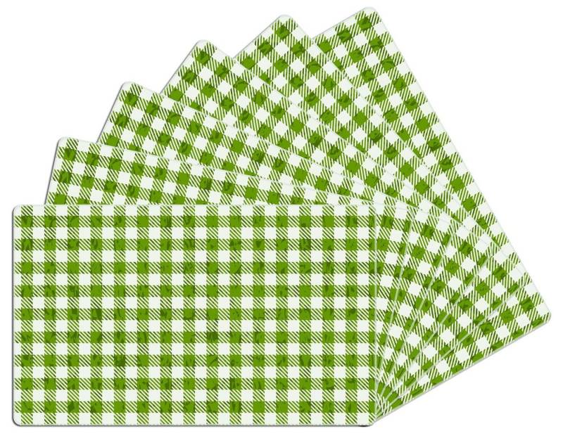 Wallario Frühstücksbrett Muster einer Tischdecke in grün und weiß kariert, ESG-Sicherheitsglas, (inkl. rutschfester Gummifüße 4mm, 6-St), 14x23cm von Wallario