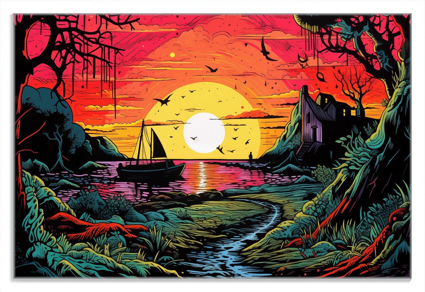 Wallario Frühstücksbrett Verwunschenes Flussdelta, (inkl. rutschfester Gummifüße 4mm, 1-St), 20x30cm von Wallario