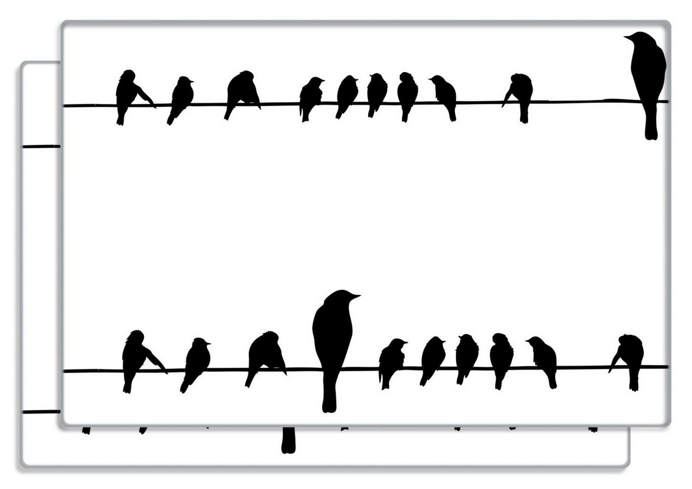 Wallario Frühstücksbrett Vögel auf einer Stromleitung, ESG-Sicherheitsglas, (inkl. rutschfester Gummifüße 4mm, 2-St), 20x30cm von Wallario