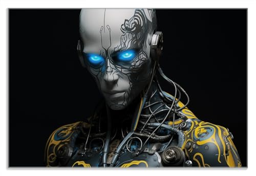 Wallario Frühstücksbrettchen aus Glas, Glasunterlage, Glasbrettchen Cyber-Wächter, Größe 20 x 30 cm, Sicherheitsglas von Wallario