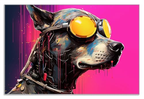 Wallario Frühstücksbrettchen aus Glas, Glasunterlage, Glasbrettchen Cyberpunk-Hund mit Brille, Größe 20 x 30 cm, Sicherheitsglas Wallario Frühstücksbrettchen aus Glas, Glasunterlage, Glasbrettchen Cyberpunk-Hund mit Brille, Größe 20 x 30 cm, Sicherheitsglas von Wallario