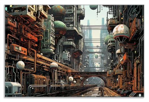 Wallario Frühstücksbrettchen aus Glas, Glasunterlage, Glasbrettchen Industriestadt in der Zukunft, Größe 20 x 30 cm, Sicherheitsglas von Wallario