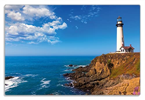 Wallario Frühstücksbrettchen aus Glas, Glasunterlage, Glasbrettchen Leuchtturm auf einem Felsvorsprung - Blauer Himmel, Größe 20 x 30 cm, Sicherheitsglas Wallario Frühstücksbrettchen aus Glas, Glasunterlage, Glasbrettchen Leuchtturm auf einem Felsvorsprung - Blauer Himmel, Größe 20 x 30 cm, Sicherheitsglas von Wallario