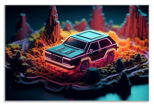 Wallario Frühstücksbrettchen aus Glas, Glasunterlage, Glasbrettchen Pixel-Roadtrip, Größe 20 x 30 cm, Sicherheitsglas von Wallario