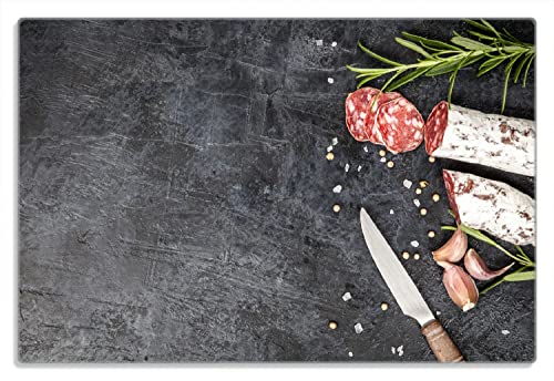 Wallario Frühstücksbrettchen aus Glas, Glasunterlage, Glasbrettchen Salami, Rosmarin und Knoblauch, Größe 20 x 30 cm, Sicherheitsglas Wallario Frühstücksbrettchen aus Glas, Glasunterlage, Glasbrettchen Salami, Rosmarin und Knoblauch, Größe 20 x 30 cm, Sicherheitsglas von Wallario