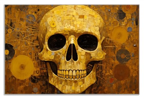 Wallario Frühstücksbrettchen aus Glas, Glasunterlage, Glasbrettchen Schädel-Mosaik, Größe 20 x 30 cm, Sicherheitsglas von Wallario