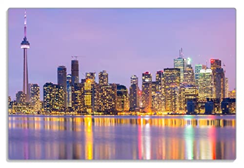 Wallario Frühstücksbrettchen aus Glas, Glasunterlage, Glasbrettchen Toronto Skyline - Kanada am Abend, Größe 20 x 30 cm, Sicherheitsglas Wallario Frühstücksbrettchen aus Glas, Glasunterlage, Glasbrettchen Toronto Skyline - Kanada am Abend, Größe 20 x 30 cm, Sicherheitsglas von Wallario
