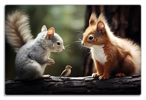 Wallario Frühstücksbrettchen aus Glas, Glasunterlage, Glasbrettchen Waldfreunde im Dialog, Größe 20 x 30 cm, Sicherheitsglas von Wallario