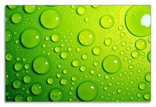 Wallario Frühstücksbrettchen aus Glas, Glasunterlage, Glasbrettchen Wassertropfen auf Grün, Größe 20 x 30 cm, Sicherheitsglas Wallario Frühstücksbrettchen aus Glas, Glasunterlage, Glasbrettchen Wassertropfen auf Grün, Größe 20 x 30 cm, Sicherheitsglas von Wallario