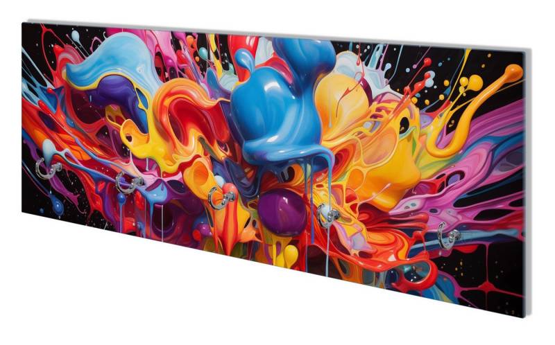Wallario Garderobenpaneel Farbexplosion (1-teilig, inkl. Haken und Befestigung), 80x30cm von Wallario