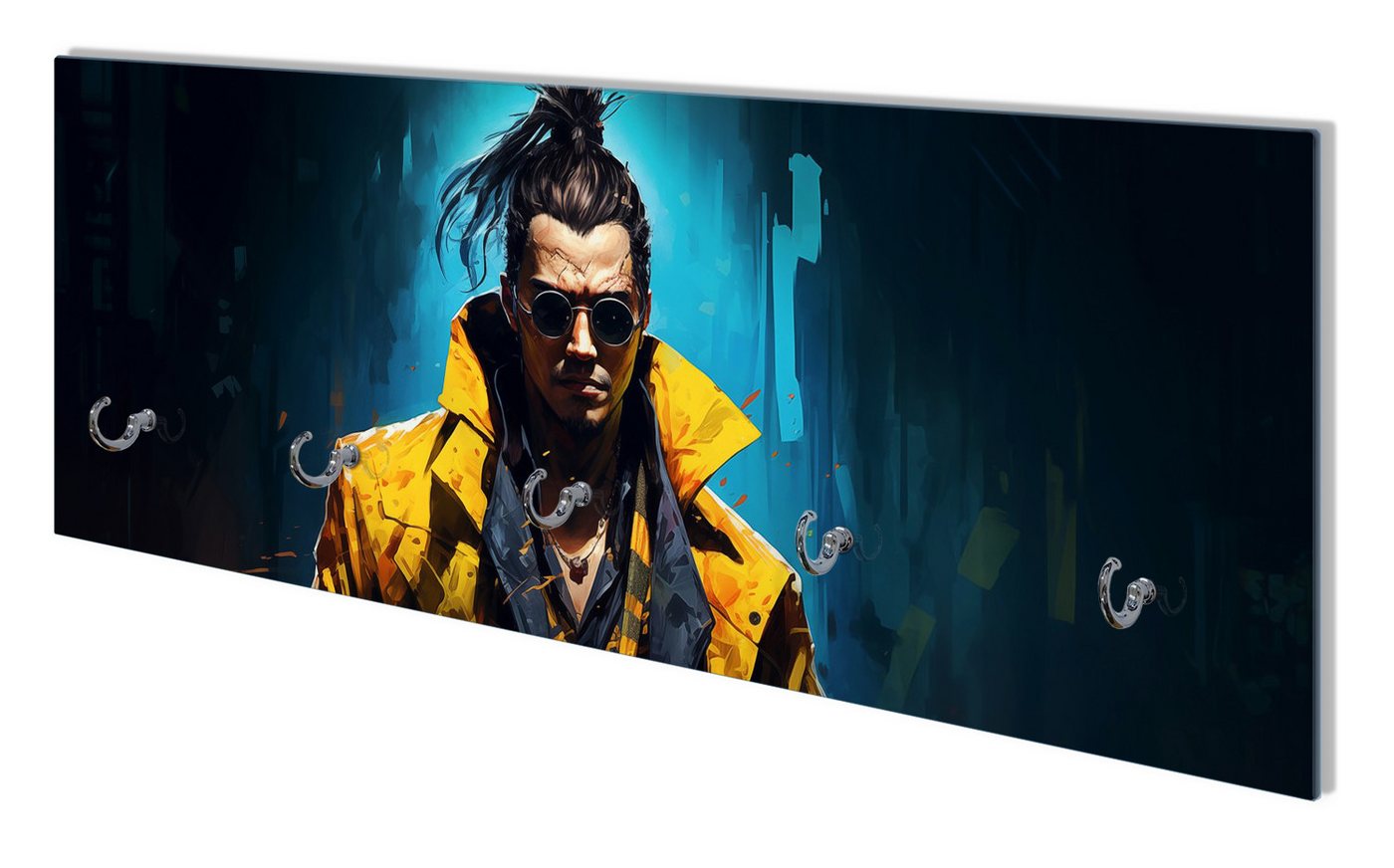 Wallario Garderobenpaneel Kämpfer der Nacht (1-teilig, inkl. Haken und Befestigung), 80x30cm von Wallario