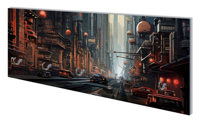 Wallario Garderobenpaneel Technologie-Metropole (1-teilig, inkl. Haken und Befestigung), 80x30cm von Wallario