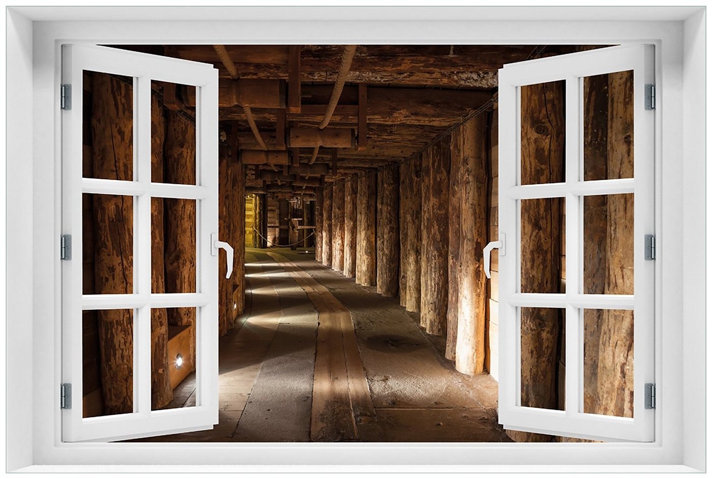 Wallario Glasbild, Alter Tunnel in einer Salzmine in Polen, in verschiedenen Ausführungen von Wallario