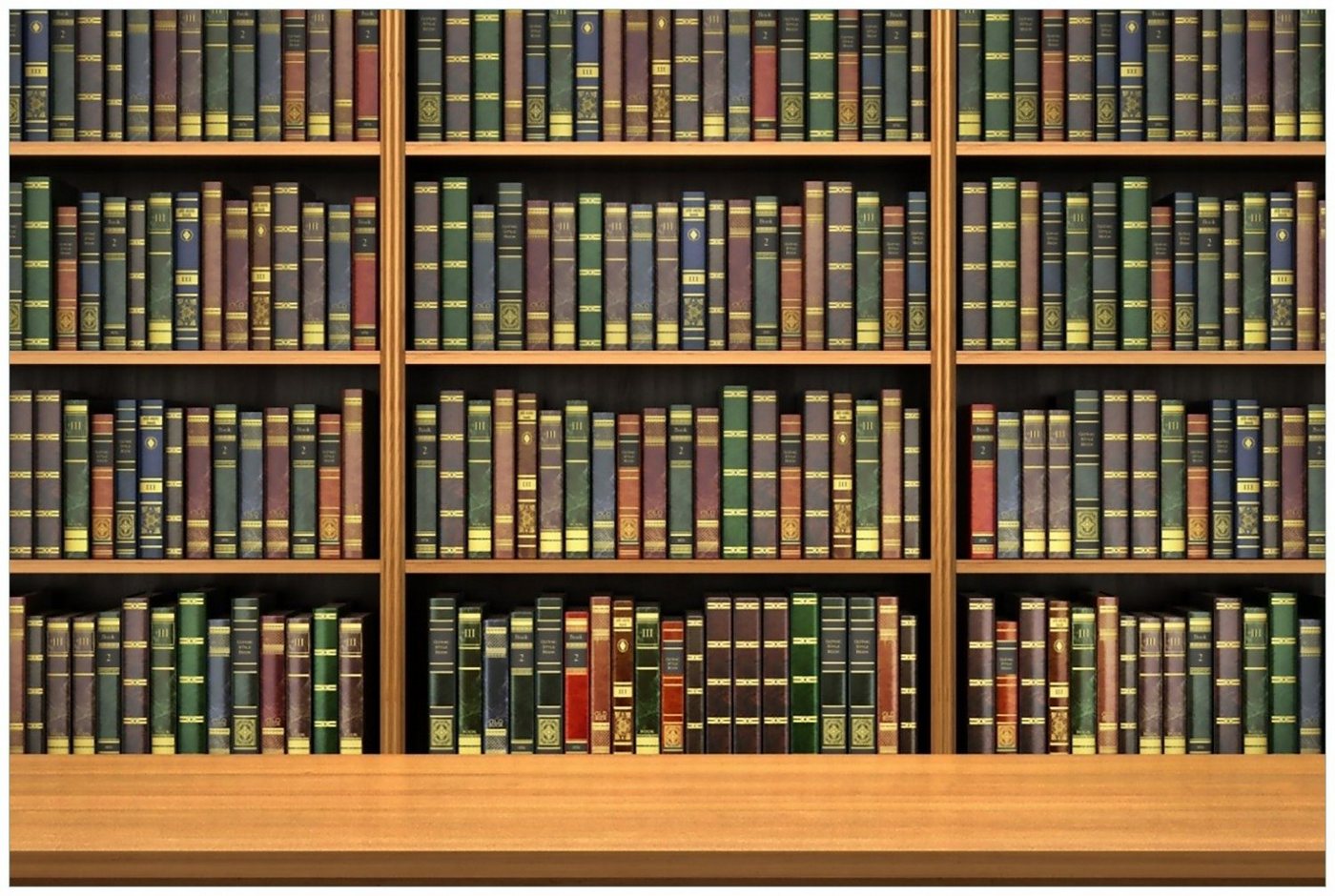 Wallario Glasbild, Bibliothek - Regal voller alter Bücher, in verschiedenen Ausführungen von Wallario