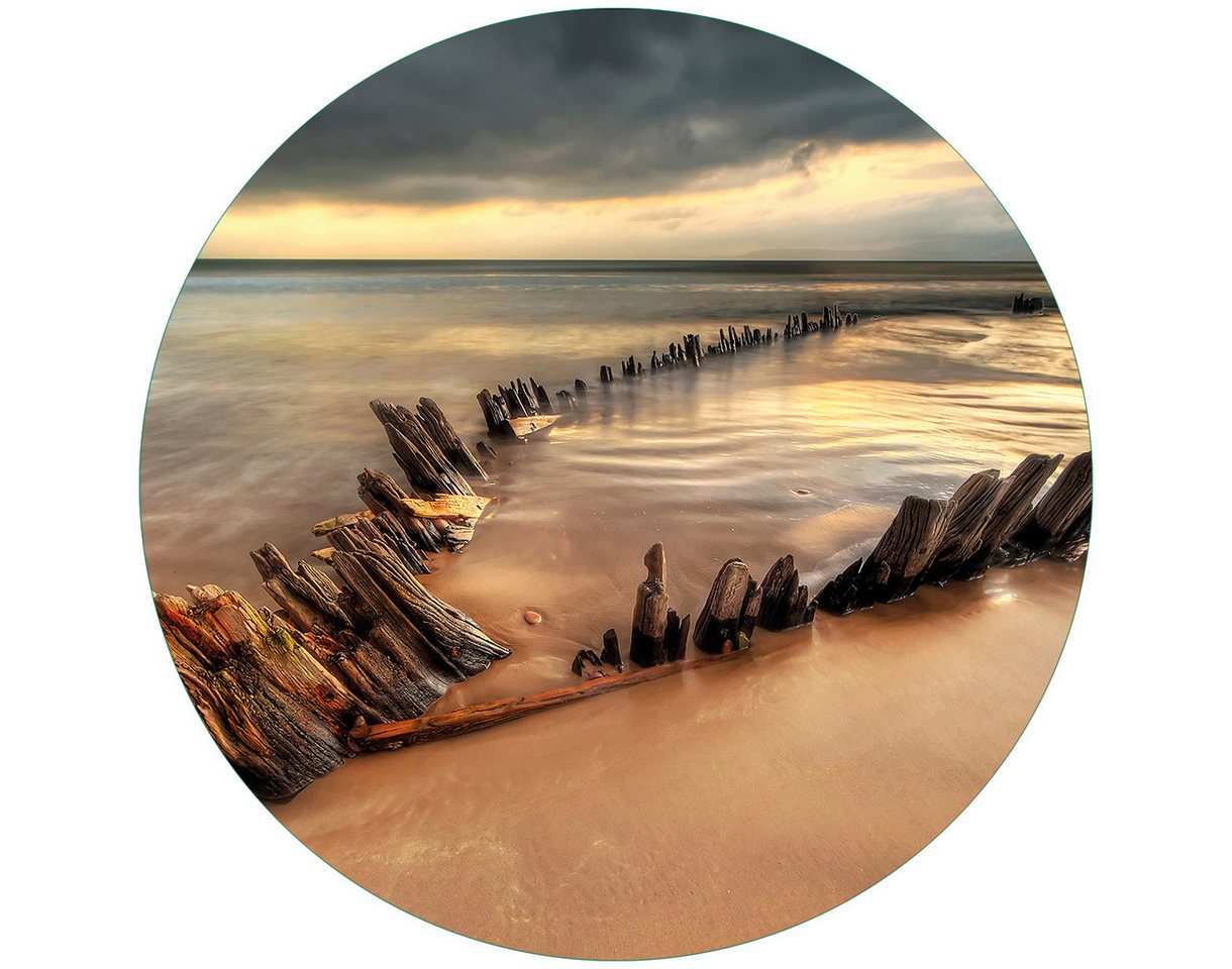 Wallario Glasbild, Bootswrack in Irland am Strand, in verschiedenen Ausführungen von Wallario