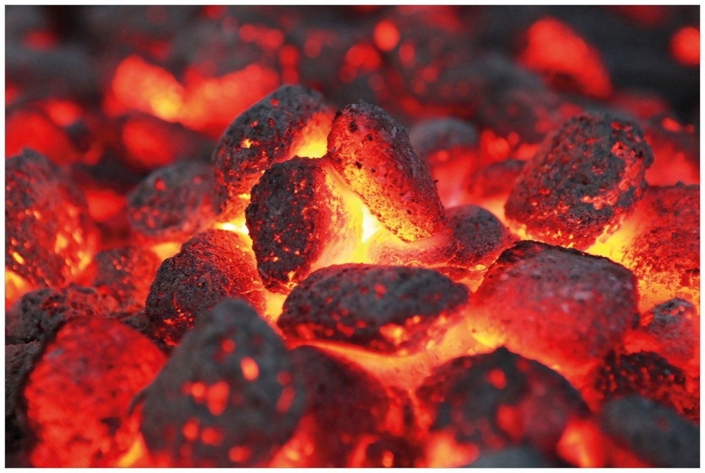 Wallario Glasbild, Glühende Kohlen im Kamin, in verschiedenen Ausführungen von Wallario