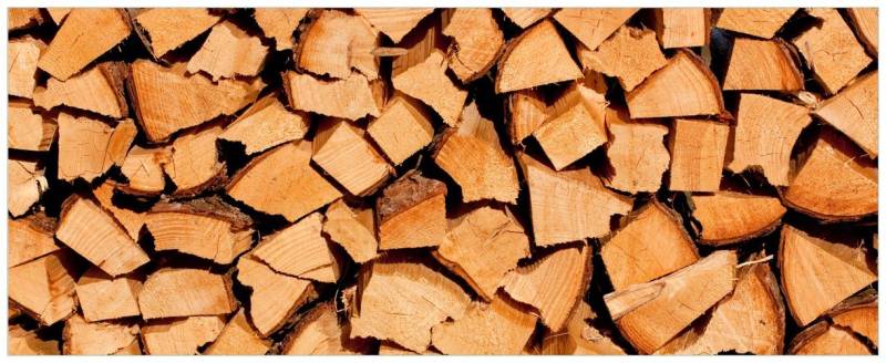 Wallario Glasbild, Holzstapel gehackt - Holzscheite für den Kamin, in verschiedenen Ausführungen Wallario Glasbild, Holzstapel gehackt - Holzscheite für den Kamin, in verschiedenen Ausführungen von Wallario