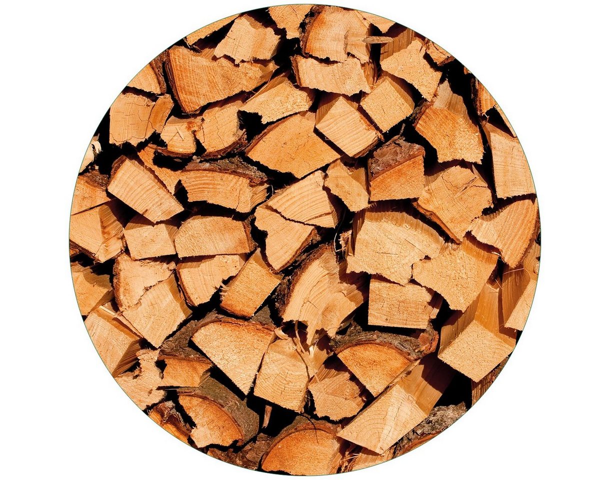 Wallario Glasbild, Holzstapel gehackt - Holzscheite für den Kamin, in verschiedenen Ausführungen von Wallario
