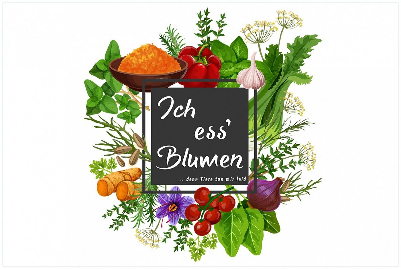 Wallario Glasbild, Ich ess Blumen - Gemüse und Kräuter, in verschiedenen Ausführungen von Wallario