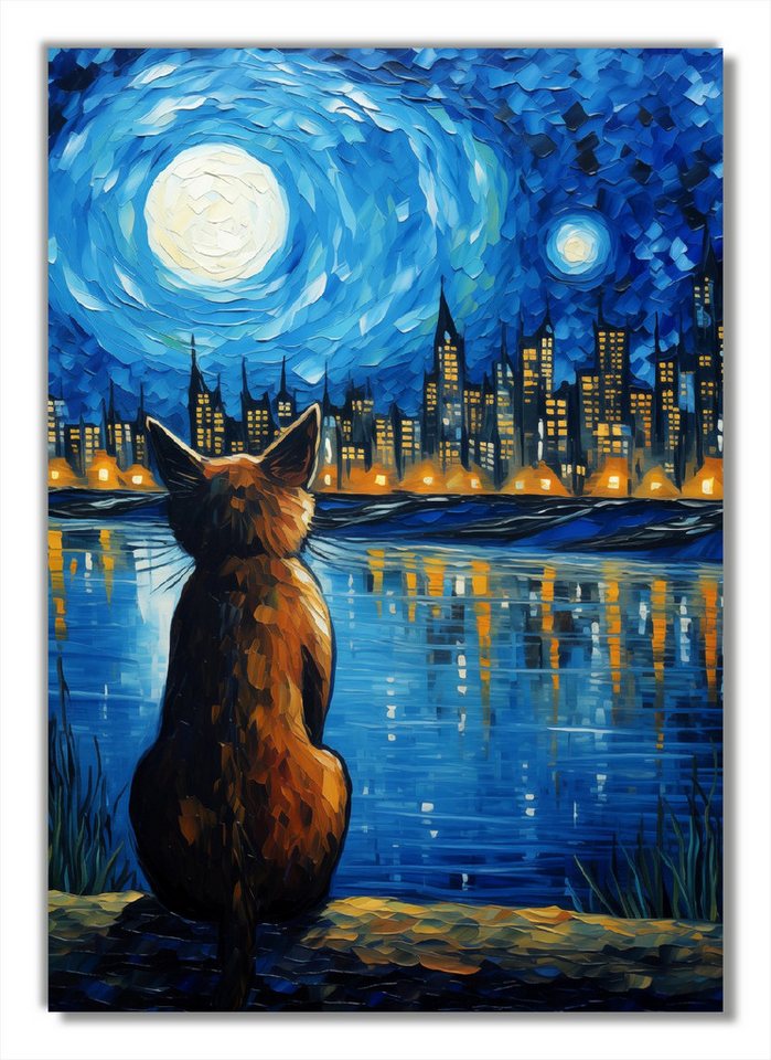 Wallario Glasbild, Katze im Mondschein, in verschiedenen Ausführungen von Wallario