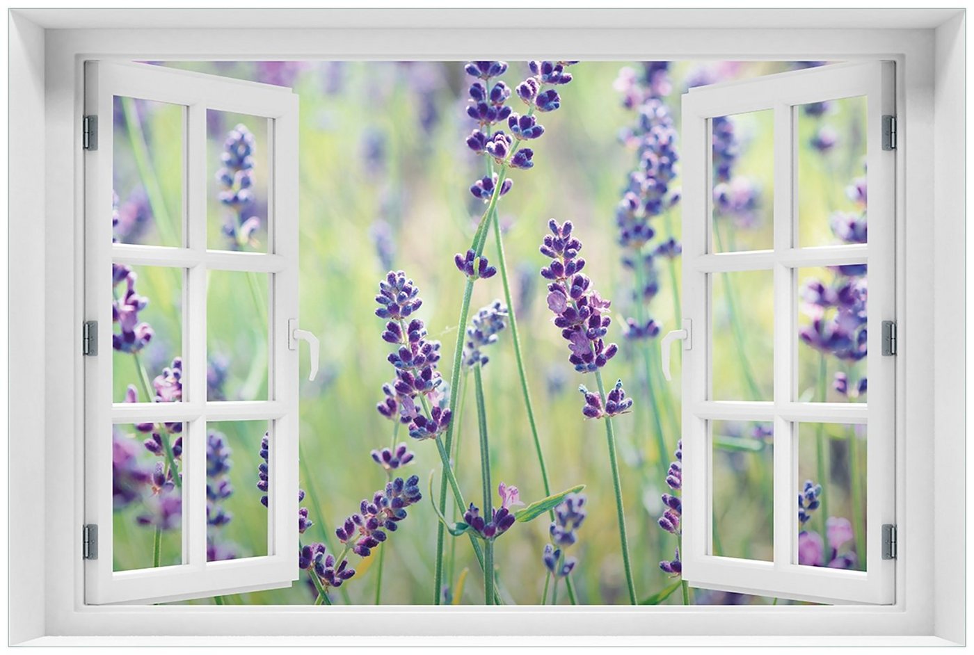 Wallario Glasbild, Lila Blumenfreude - Violette Pflanzen auf der Wiese, in verschiedenen Ausführungen von Wallario