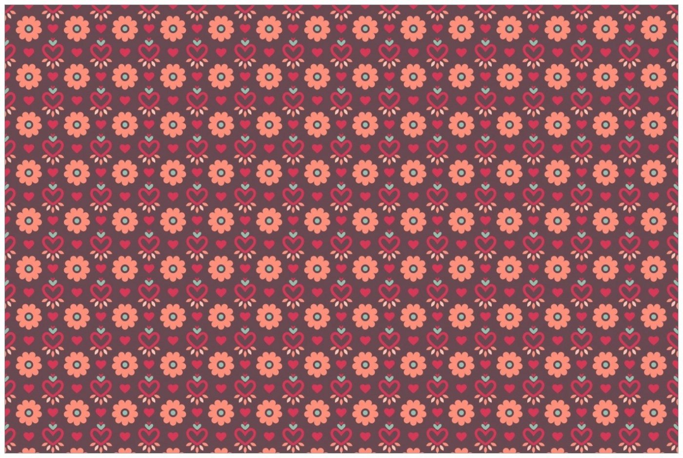 Wallario Glasbild, Muster mit Blumen und Herzen, in verschiedenen Ausführungen von Wallario
