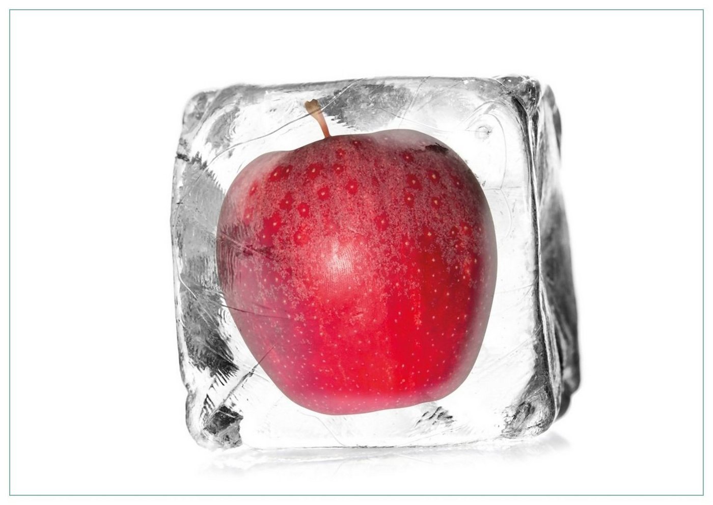 Wallario Glasbild, Roter Apfel in Eiswürfel - Eiskaltes Obst, in verschiedenen Ausführungen von Wallario