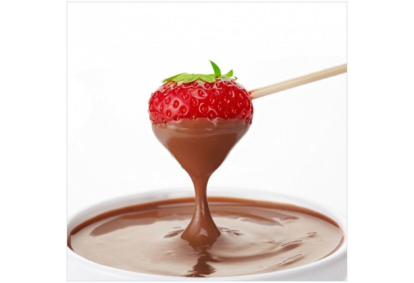 Wallario Glasbild, Schoko-fondue mit Erdbeer am Stiel, in verschiedenen Ausführungen von Wallario