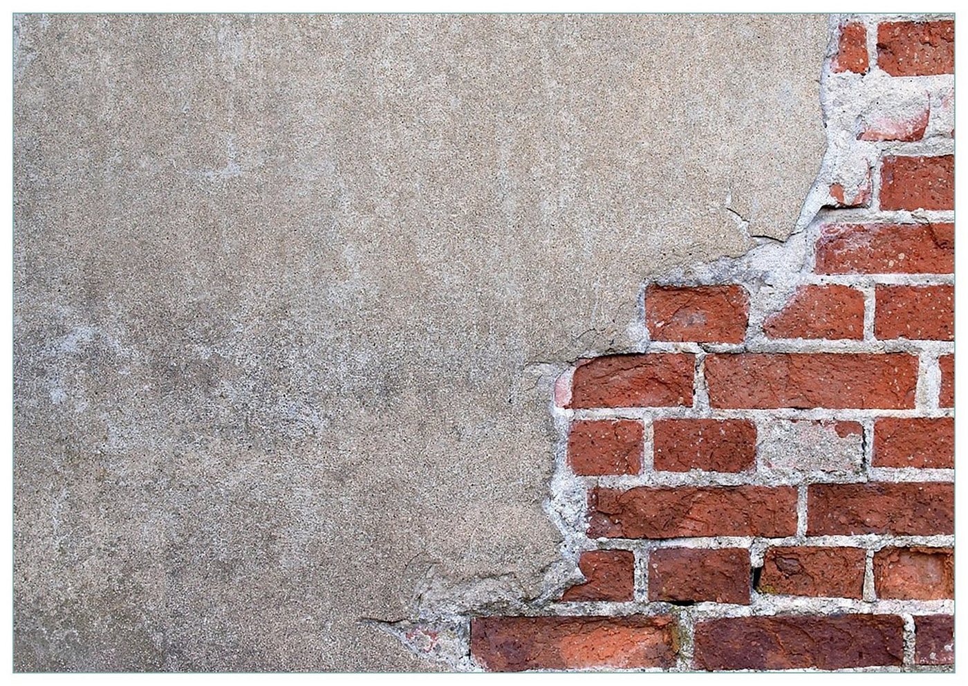 Wallario Glasbild, Steinwand rote Ziegelsteine mit Putz, in verschiedenen Ausführungen von Wallario