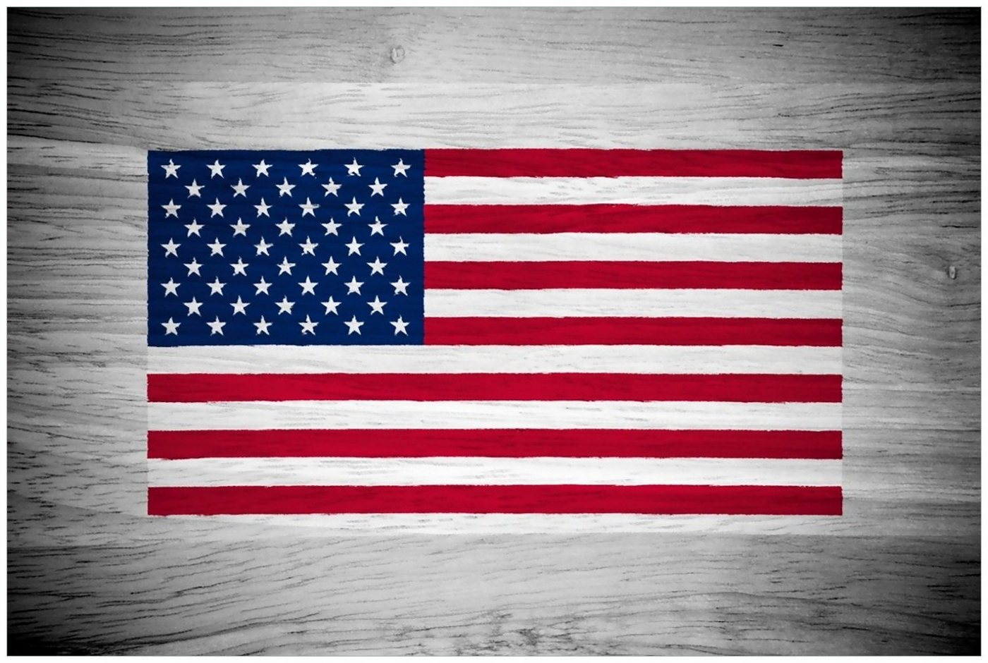 Wallario Glasbild, USA Flagge auf Holz, in verschiedenen Ausführungen von Wallario