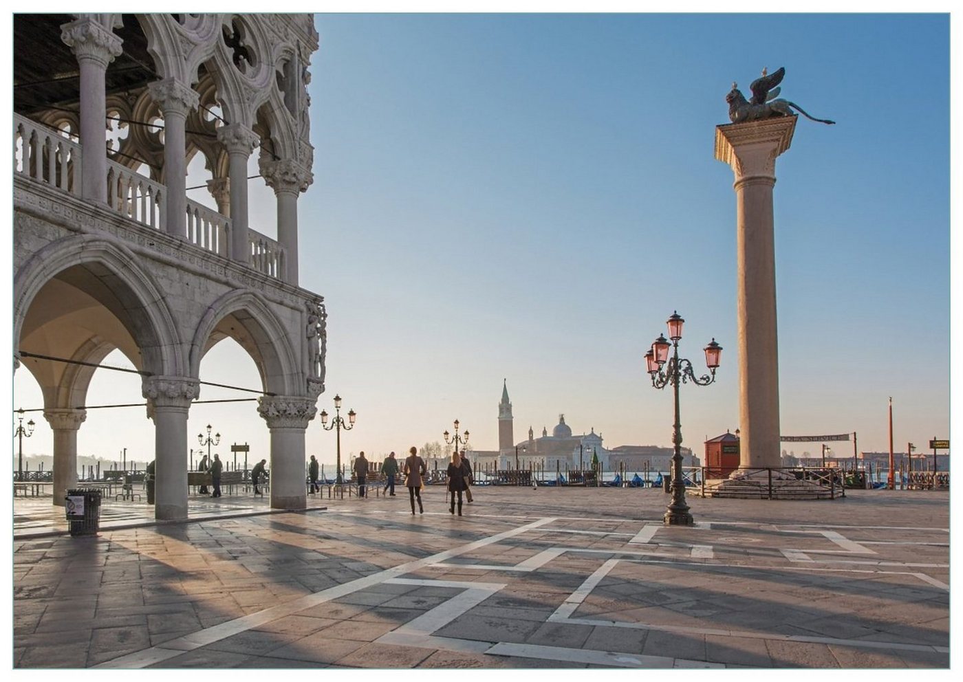 Wallario Glasbild, Venedig - Dogenpalast, Markusplatz und San Giorgio Maggiore I, in verschiedenen Ausführungen von Wallario