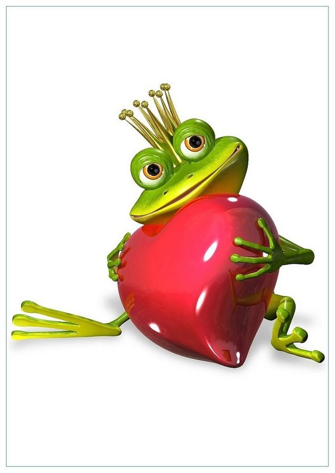 Wallario Glasbild, Verliebter Froschkönig mit großem Herz, in verschiedenen Ausführungen Wallario Glasbild, Verliebter Froschkönig mit großem Herz, in verschiedenen Ausführungen von Wallario