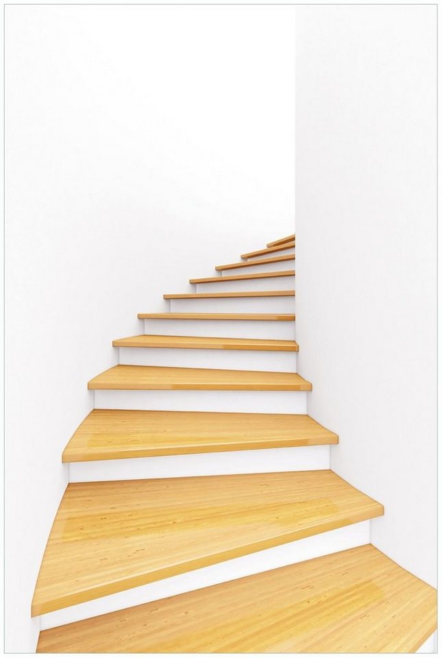 Wallario Glasbild, Wendeltreppe aus hellem Holz, in verschiedenen Ausführungen von Wallario