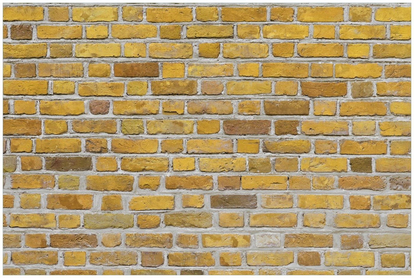Wallario Glasbild, Ziegelsteinwand in gelb - Backsteine, in verschiedenen Ausführungen von Wallario