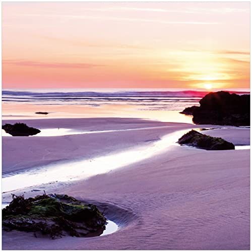 Wallario Glasbild Sonnenuntergang am einsamen Strand - 30 x 30 cm Wandbilder Glas in Premium-Qualität: Brillante Farben, freischwebende Optik Wallario Glasbild Sonnenuntergang am einsamen Strand - 30 x 30 cm Wandbilder Glas in Premium-Qualität: Brillante Farben, freischwebende Optik von Wallario