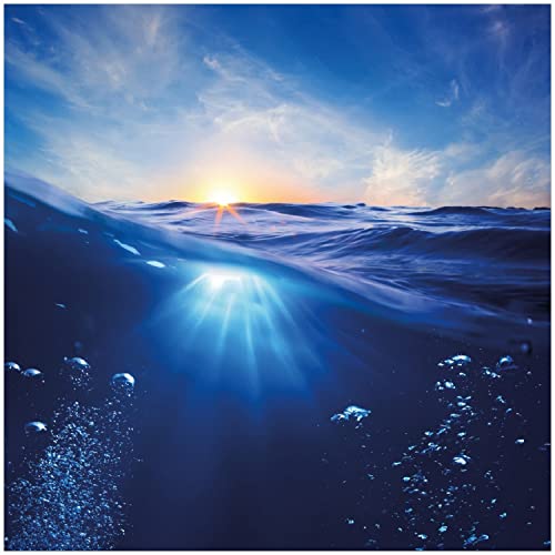 Wallario Glasbild Wellen im Meer bei Sonnenuntergang - 30 x 30 cm Wandbilder Glas in Premium-Qualität: Brillante Farben, freischwebende Optik von Wallario