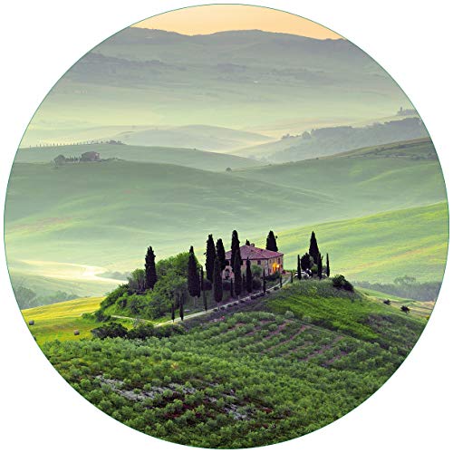 Wallario Glasbild rund Toskana in Italien - Rund, 50 cm Durchmesser Wandbild Glas in Premium-Qualität: Brillante Farben, freischwebende Optik von Wallario