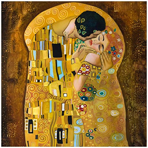 Wallario Glasplatte, Schutzplatte 55 x 55 cm - geeignet für IKEA Lack Tisch, für Beistelltisch/Couchtisch, Der Kuss von Klimt von Wallario
