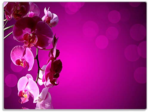 Wallario Glasunterlage/Schneidebrett aus Glas, Rosafarbene Orchidee Blüten in pink, Größe 30 x 40 cm, Kratzfest, aus Sicherheitsglas von Wallario