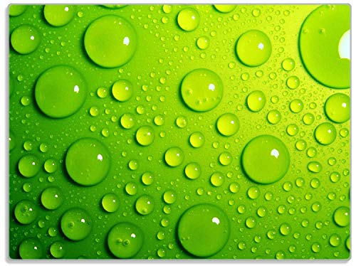 Wallario Glasunterlage/Schneidebrett aus Glas, Wassertropfen auf Grün, Größe 30 x 40 cm, Kratzfest, aus Sicherheitsglas von Wallario
