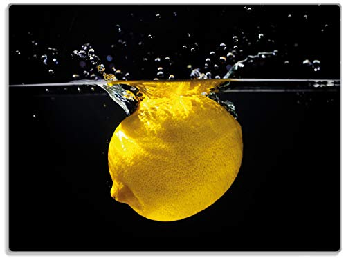 Wallario Glasunterlage/Schneidebrett aus Glas, Zitrone im Wasser - Frisches Obst für die Küche, Größe 30 x 40 cm, Kratzfest, aus Sicherheitsglas von Wallario