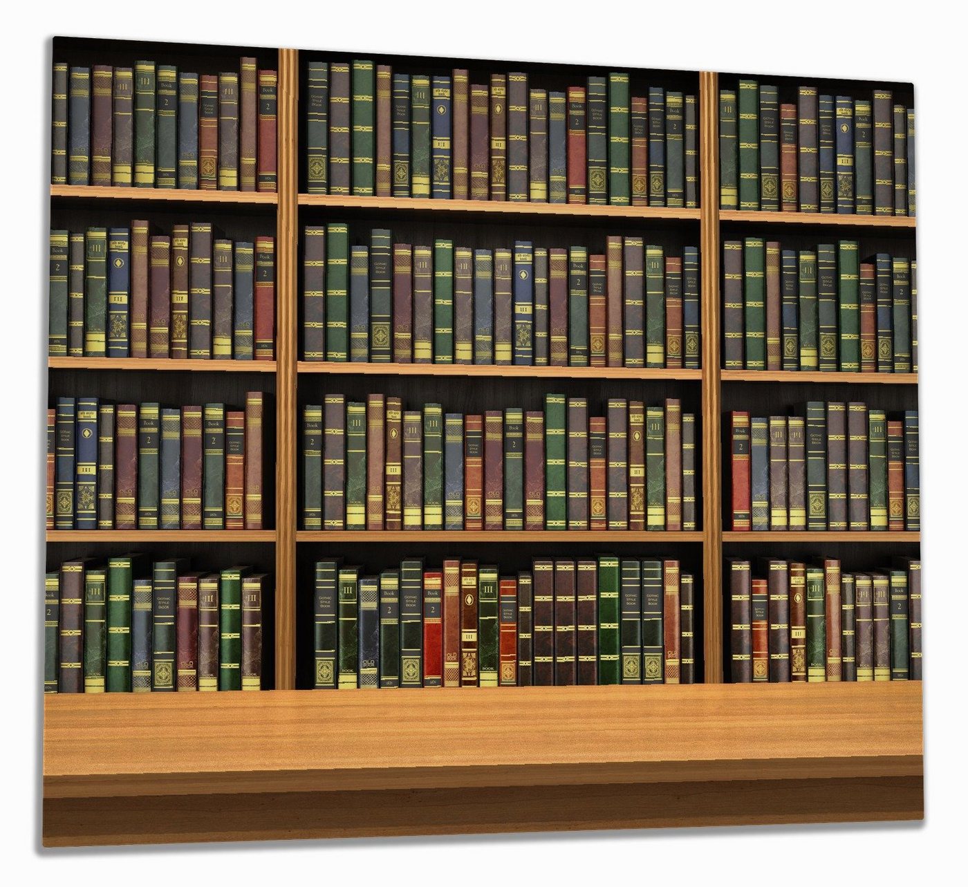 Wallario Herd-Abdeckplatte Bibliothek - Regal voller alter Bücher, ESG-Sicherheitsglas, (Glasplatte, 1 tlg., inkl. 5mm Noppen), verschiedene Größen von Wallario