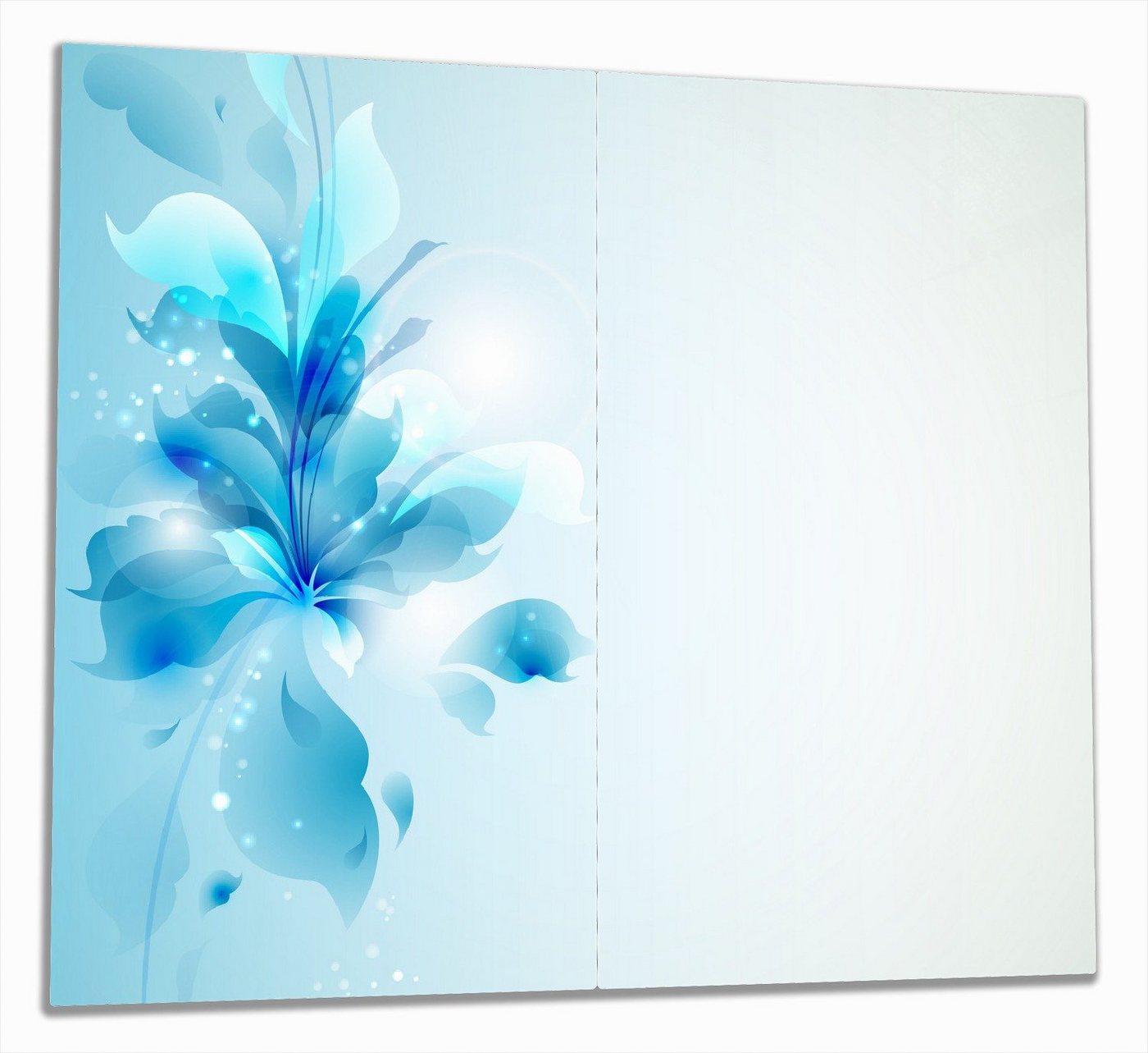 Wallario Herd-Abdeckplatte Blaues Blumenbuket, ESG-Sicherheitsglas, (Glasplatte, 2 tlg., inkl. 5mm Noppen), verschiedene Größen von Wallario