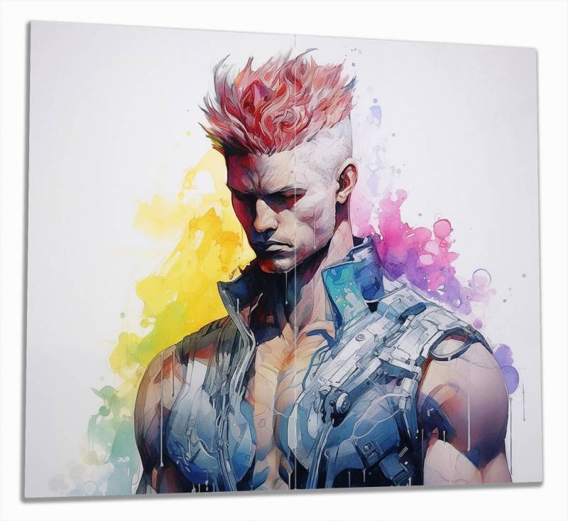 Wallario Herd-Abdeckplatte Bunter Krieger, ESG-Sicherheitsglas, (Glasplatte, 2 tlg., inkl. 5mm Noppen), verschiedene Größen von Wallario